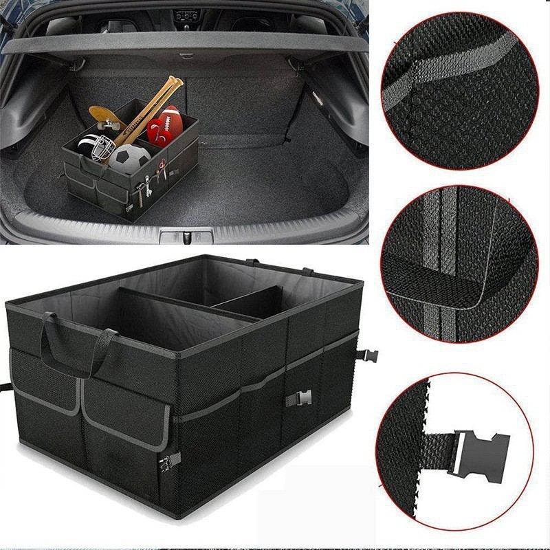 Car folding storage box, trunk storage box, multi-functional divider with lid, car accessories, Oxford cloth organizer.