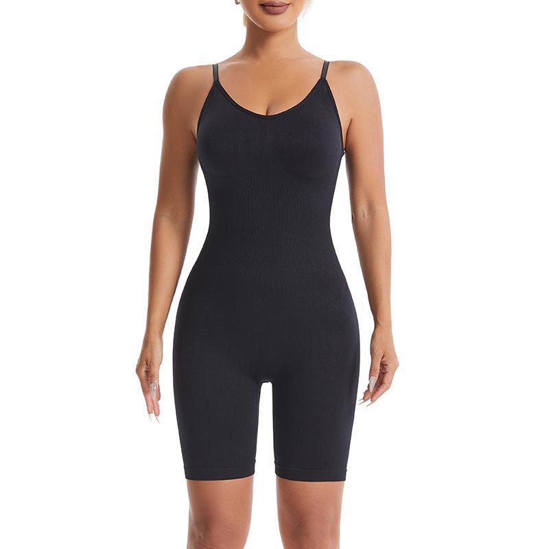 Cross-border suspender bodysuit shapewear, tummy control, hip lifting, boxer briefs, wide U-back waist shaping, slimming women's bodysuit with breast support