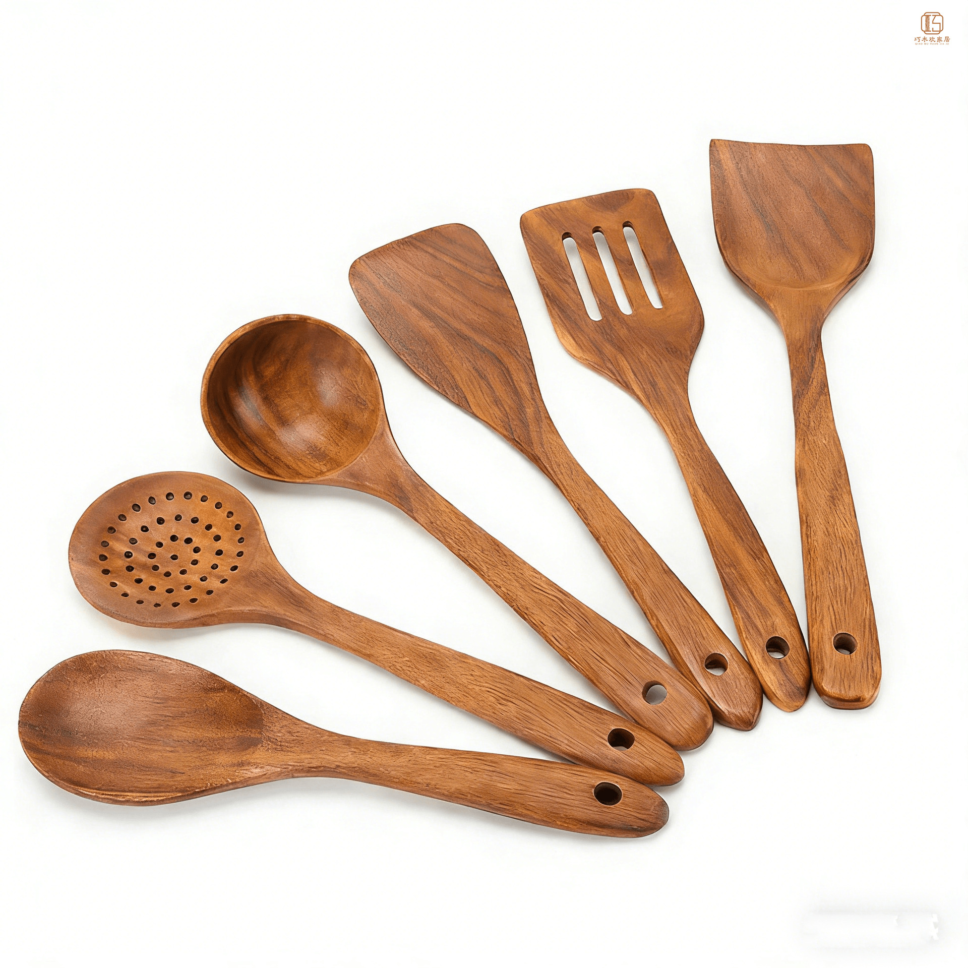 Amazon Cross-border Acacia wood kitchen Tools and utensils set: Mixing wooden spoon, acacia mixing teak salad spatula