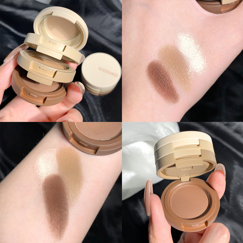 HERORANGE Breeze Floating Three-Color Eyeshadow Palette: Matte, Shimmer, and Subtle Shading in Earth Tones