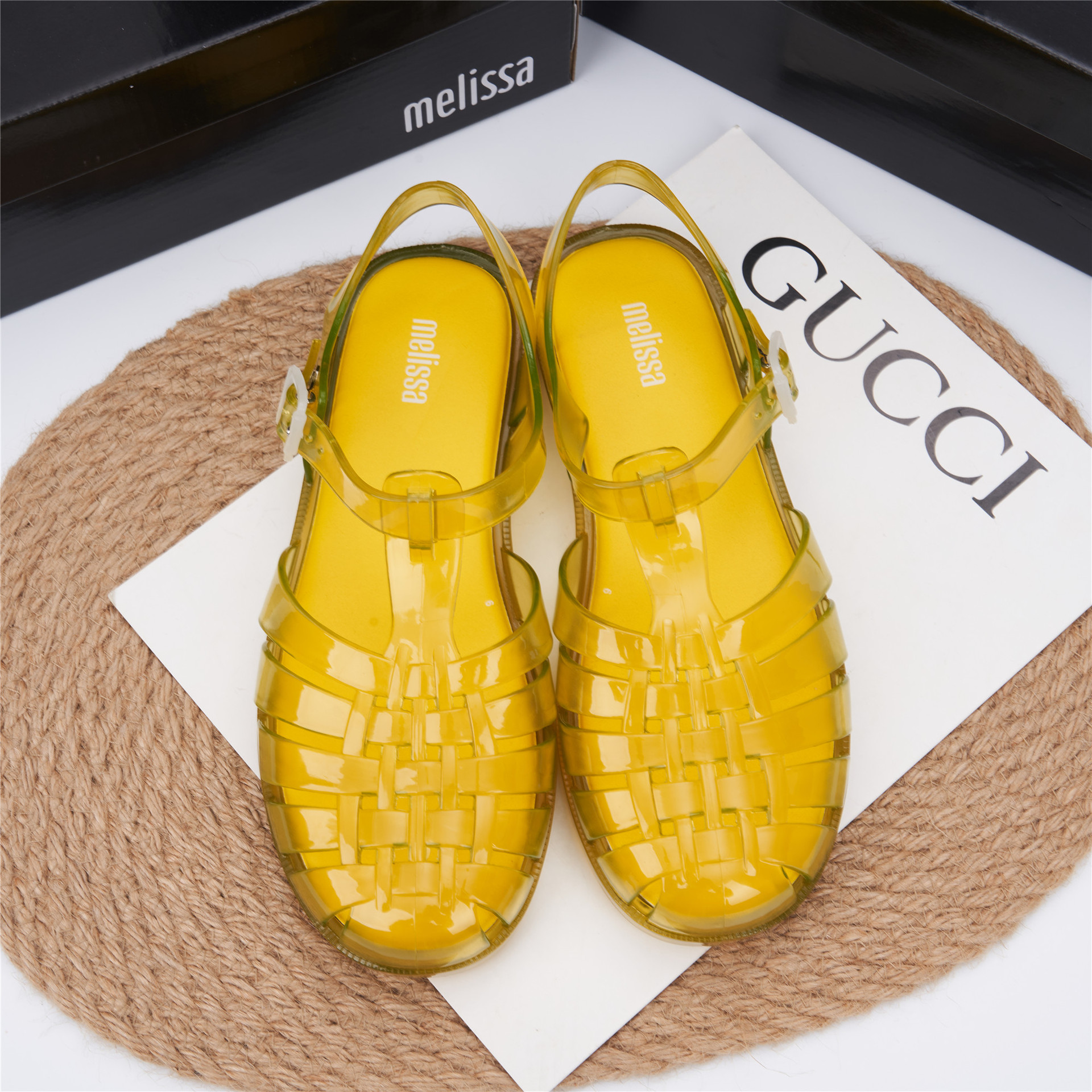 2023 New Melissa Roman Sandals, Flat Beach Shoes, Women's Casual Sandals
