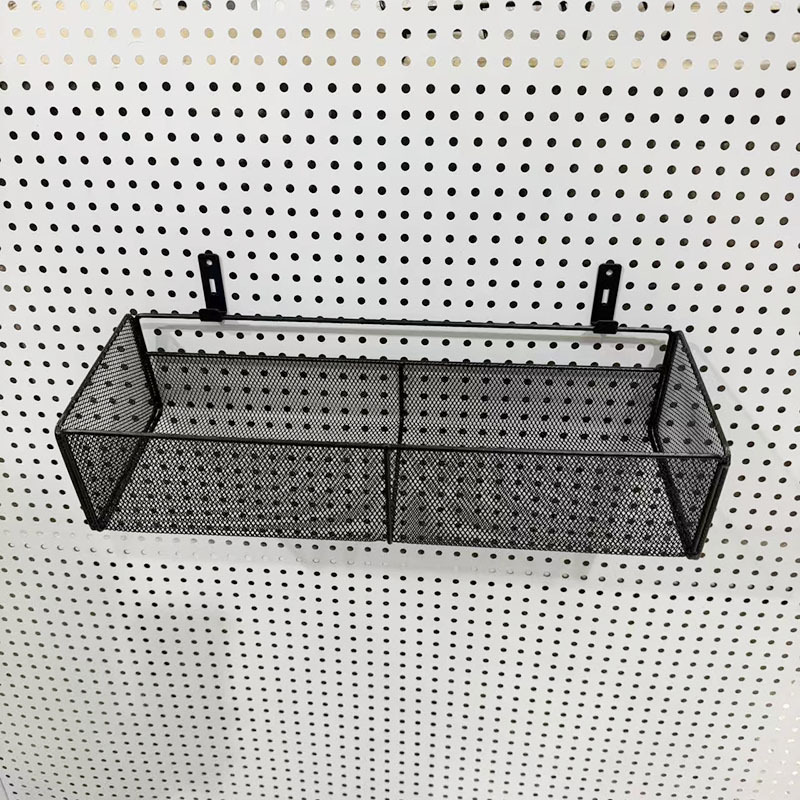 Pegboard baskets, pegboard accessories, supermarket shelves, mesh bags, pegboard hanging baskets, perforated boards, storage baskets, hardware racks