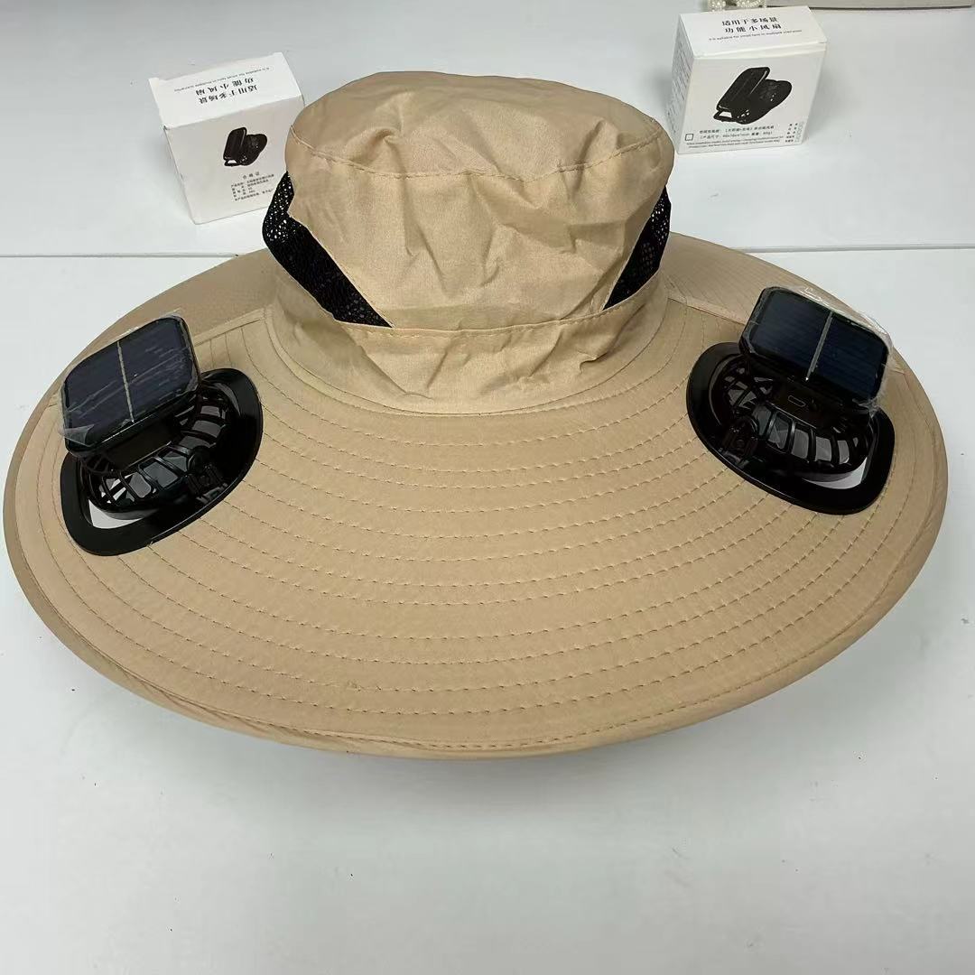 15cm steel wire style hat, outdoor fan hat, strong wind charging solar style, multi-purpose sunshade fisherman hat