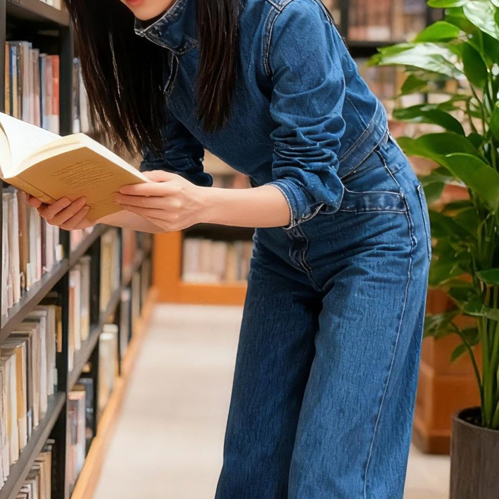 Spring and Autumn Korean-style casual, simple, commuting, fashionable long-sleeved, versatile, petite denim, retro and fashionable women's new collection