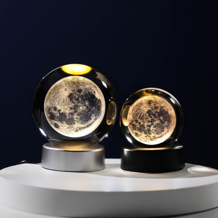 Factory direct supply of new warm-colored base, solar system, Milky Way, planet interior carved crystal ball home decoration, night light