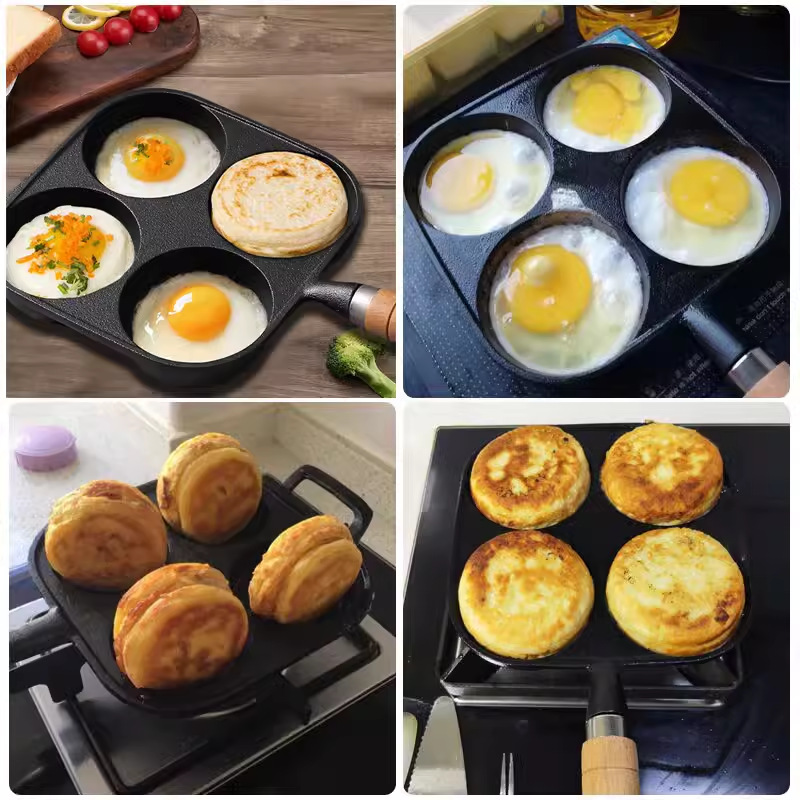 New cast iron omelette pan, deepened egg burger machine mold, household non-stick flat pan, uncoated egg dumpling pan