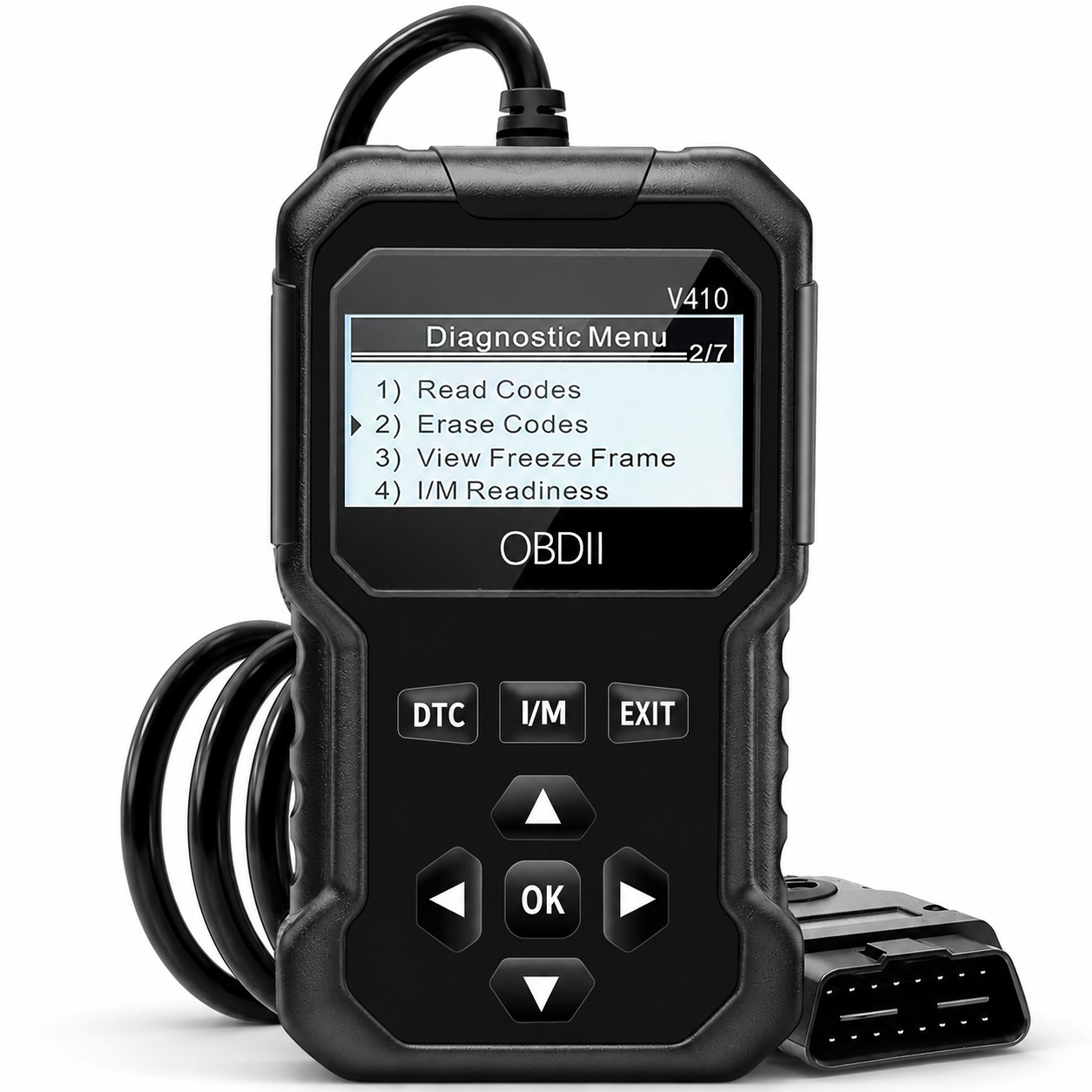 V410 OBD2 Car Engine Diagnostic Tool checks car engine fault light and clears error codes.