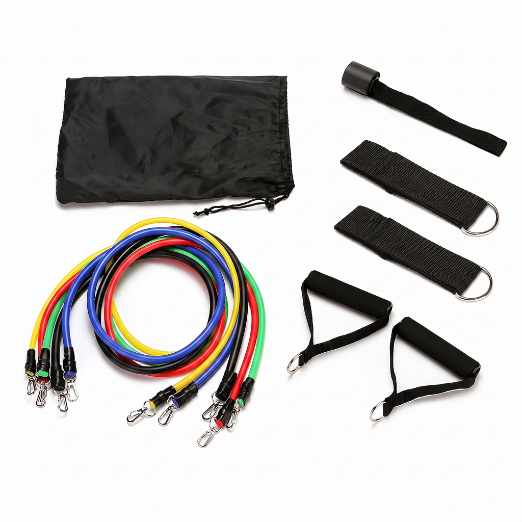 Cross-border exclusive 11-piece resistance band set, anti-breakage elastic rope training kit, full-body shaping home fitness resistance band