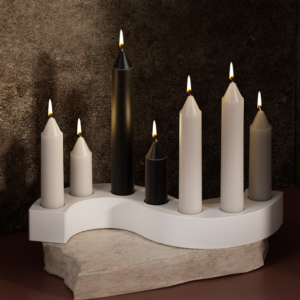 DIY crystal resin gypsum decorative piece of poppy, S-shaped double and triple heart-shaped candlestick, silicone mold available