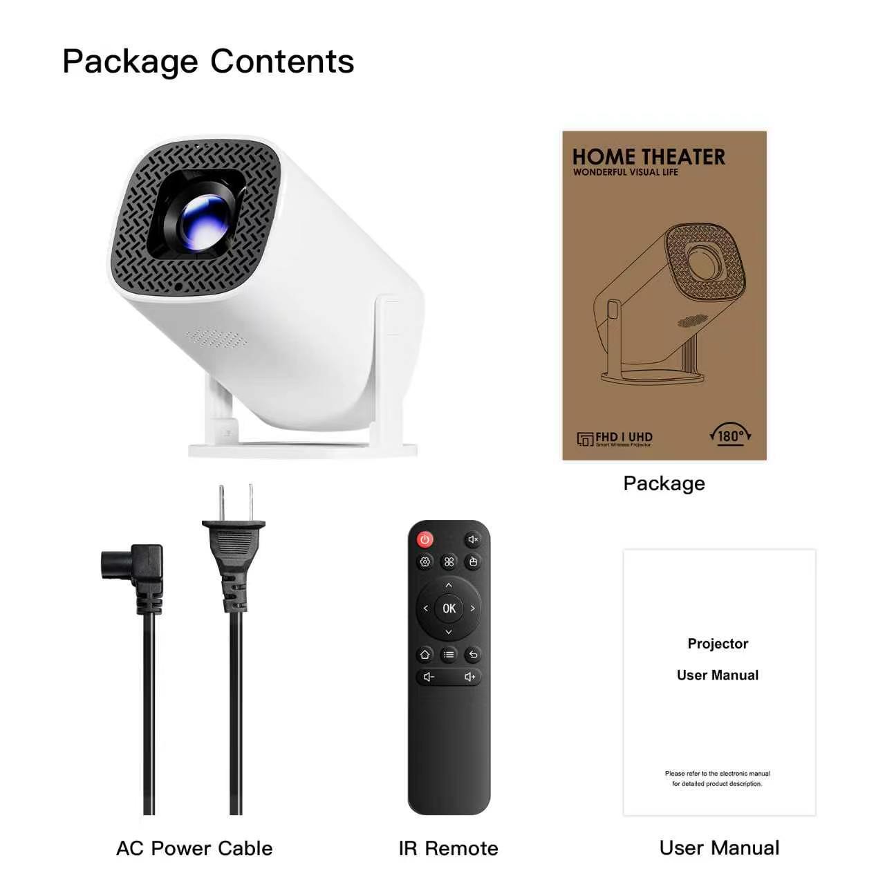 The new cross-border P30pro projector is a portable mini 4K smart projector for home living room wall projection and mobile phone screen projection