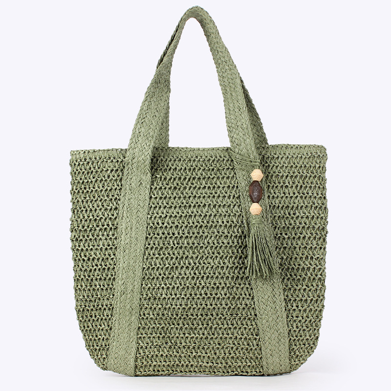 Drop shipping available for large-capacity paper rope woven tote bag/tote bag/high-end French minimalist casual commuter bag/seaside vacation bag.