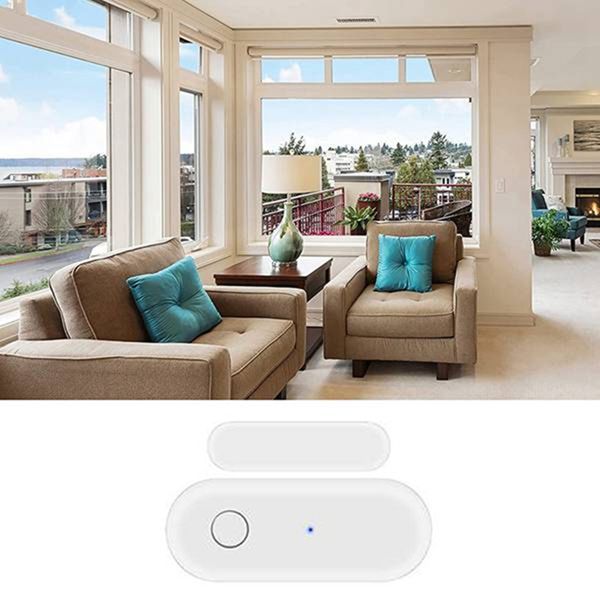 3 colors: White; Material: ABS; WiFi door magnetic alarm, window magnetic intrusion alarm, graffiti smart alarm.