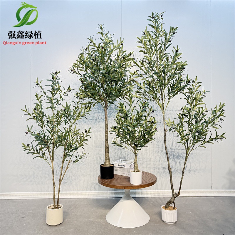 Cross-border foreign trade disassembly and assembly of simulated olive tree potted plants, artificial olive leaf bonsai, home decoration, green plants and large tree ornaments