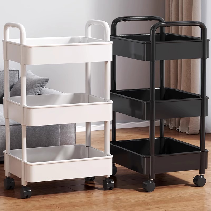 Small stroller storage rack, floor-standing unit for kitchen and bedroom, multi-tiered baby snack rack, portable bathroom/toilet storage rack.
