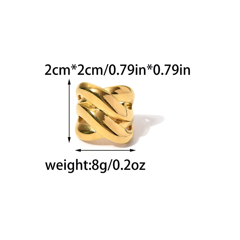 Creative, stylish, and unique cast stainless steel gold-plated X-shaped cross design ring, versatile jewelry, dropshipping available.