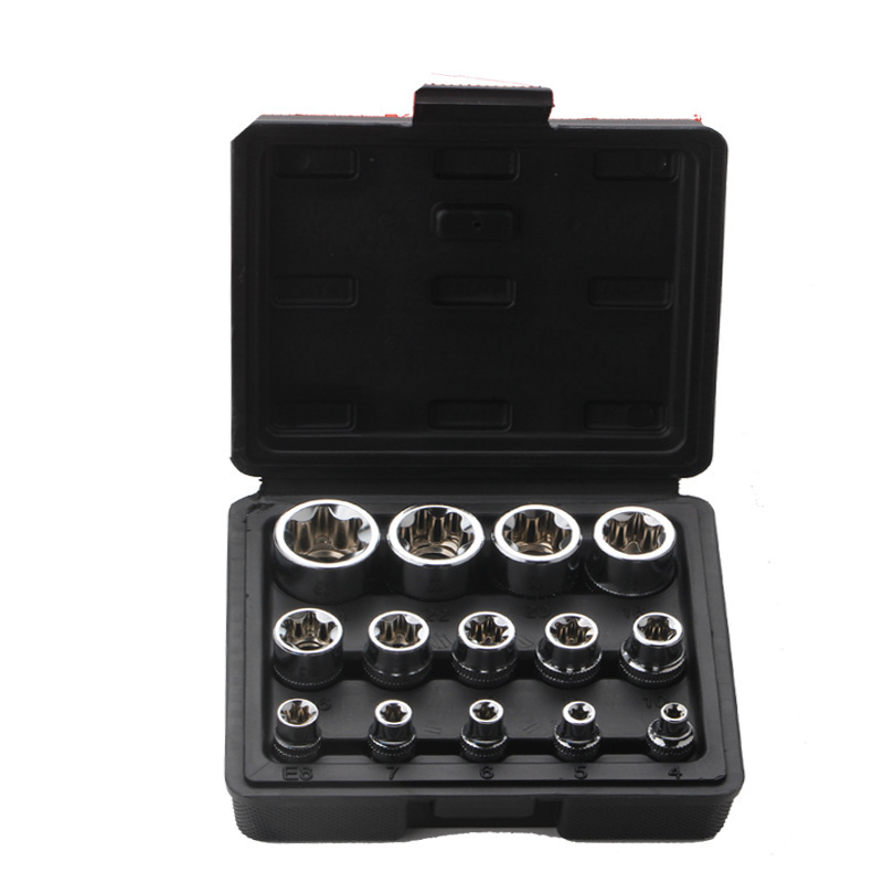 Cross-border factory 14-piece set 19 and 34PC patterned E-sleeve screwdrivers, screwdrivers, screwdrivers, and auto repair tool combination set