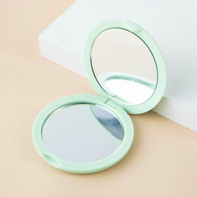 Folding mirror, handheld makeup mirror, portable flip mirror, double-sided high-definition electroplated compact pocket mirror, handheld mirror