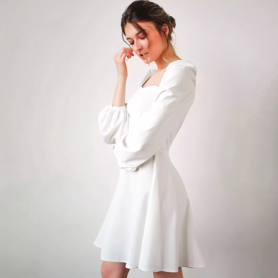 2026 European and American Spring/Autumn New Arrivals, Cross-border Amazon TENU, European and American Fashion White Dress