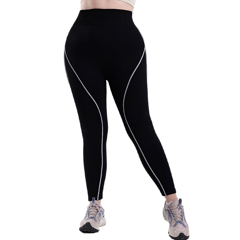 Shein's best-selling color-blocking high-waisted, ribbed, large-sized yoga pants, women's running and fitness base, and peach-buttocks slimming pants