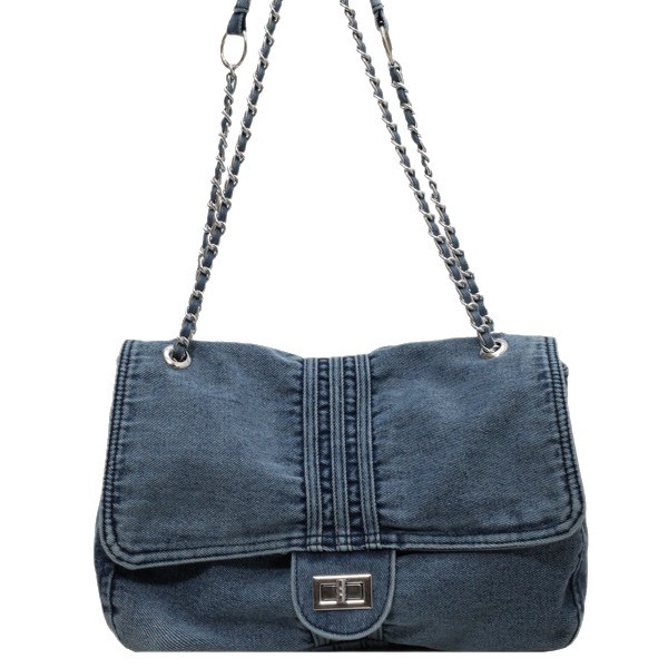 Women's Denim Bag 2024 New Fashion Large Capacity Chain Shoulder Bag High-End Commuter Tote Hobo Bag
