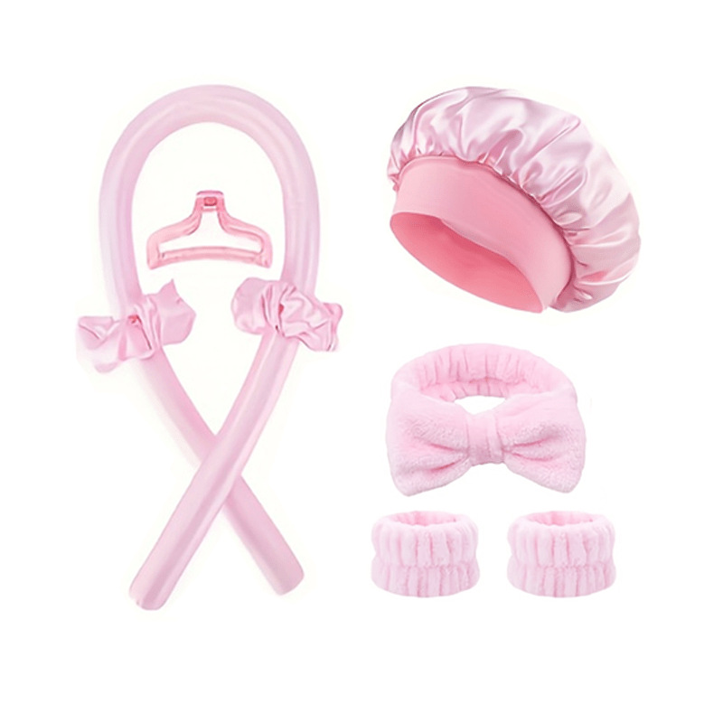 Cross-border imitation silk heatless curling iron, hair care sleeping cap, eye mask, pillowcase, gua sha beauty stick, complete set of hair styling tools