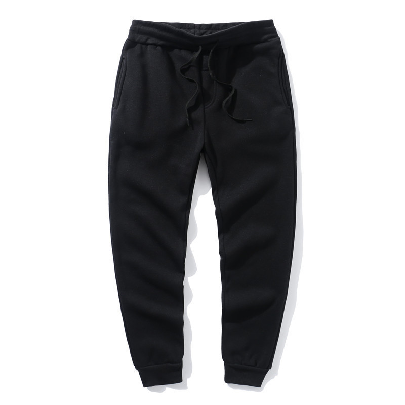 Cross-border trade autumn and winter fleece pants for men, trendy, casual and versatile sports sweatpants, thickened, warm and tight-fitting