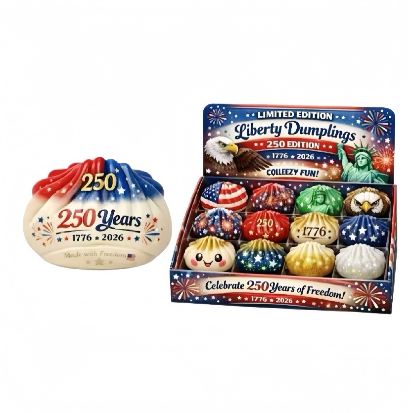 The "Simulated Steamed Bun Kneading Fun" is a super-slow rebound steamed bun release and stress-relieving toy for the 250th anniversary of American independence