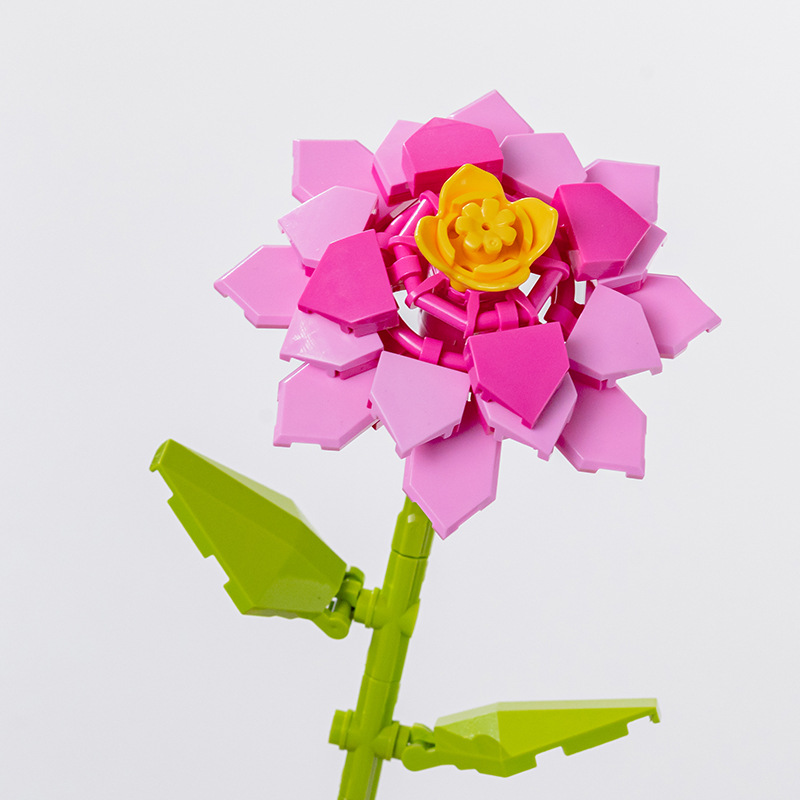 Panlos 655042-55 Building Block Flower - Popular on Xiaohongshu (Little Red Book) - Building Block Flower Assembly Puzzle Toy - Cross-border DIY Gift