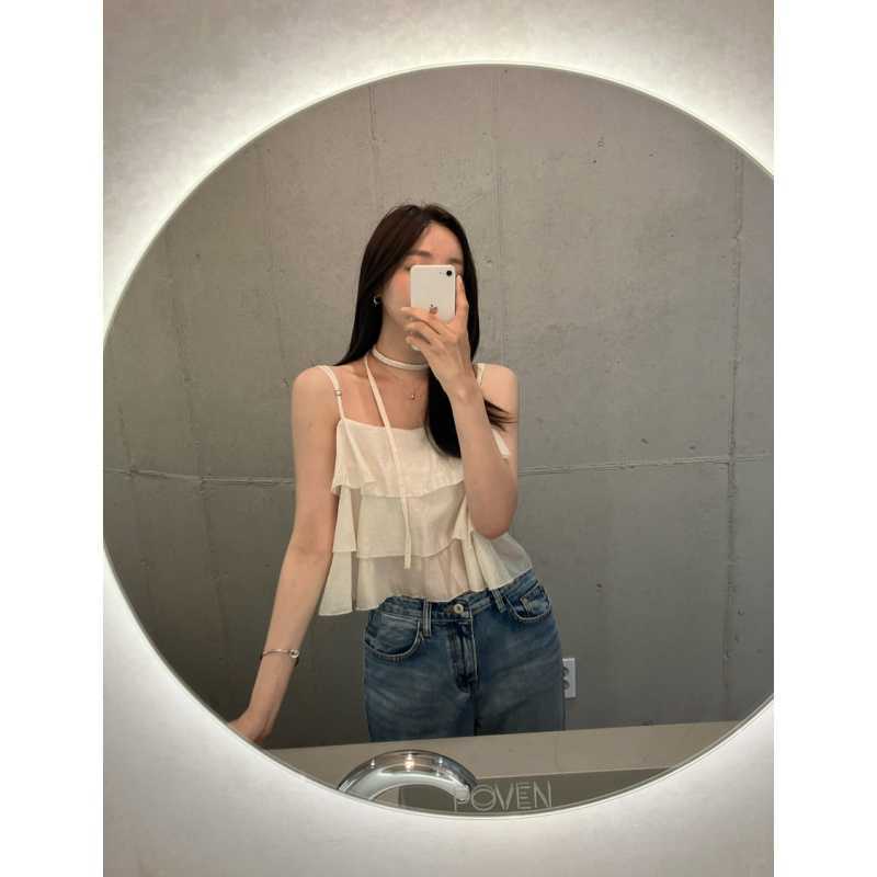 Korean summer style ruffled cake halter top