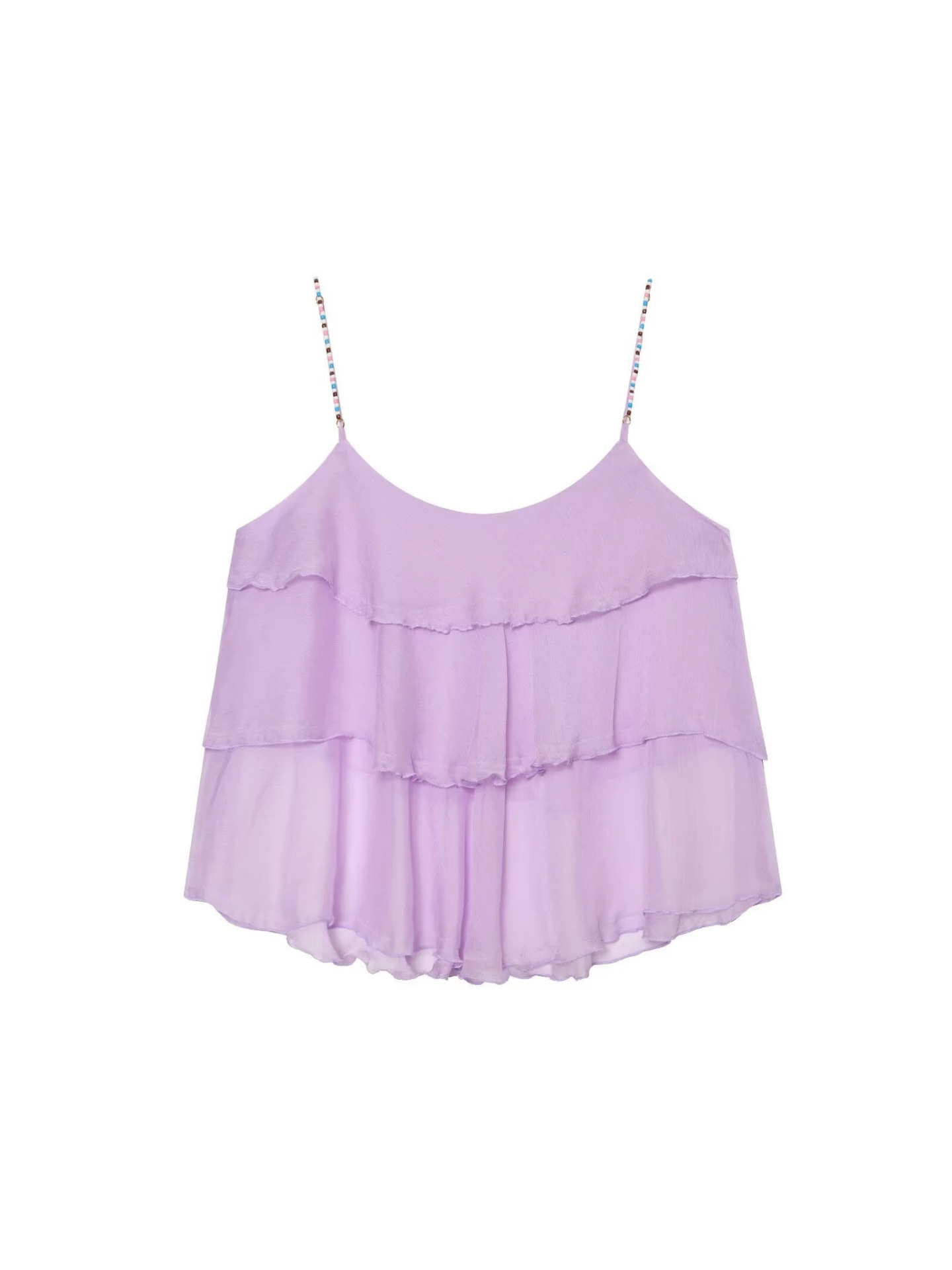 PB&amp;ZA Cross-border Trade Summer French Sweet Fashion Beaded Layered Camisole Top 3897115