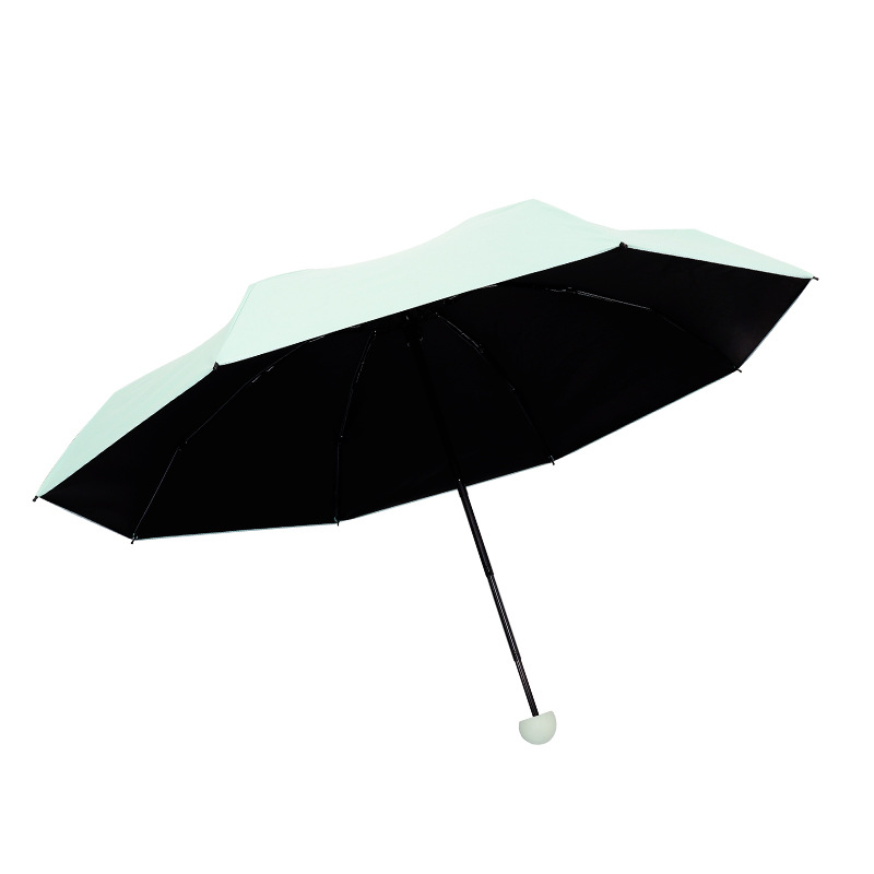 Mini pocket capsule umbrella, 50% folding black vinyl sun umbrella, dual-use sun and rain umbrella, folding sun protection umbrella, wholesale logo.