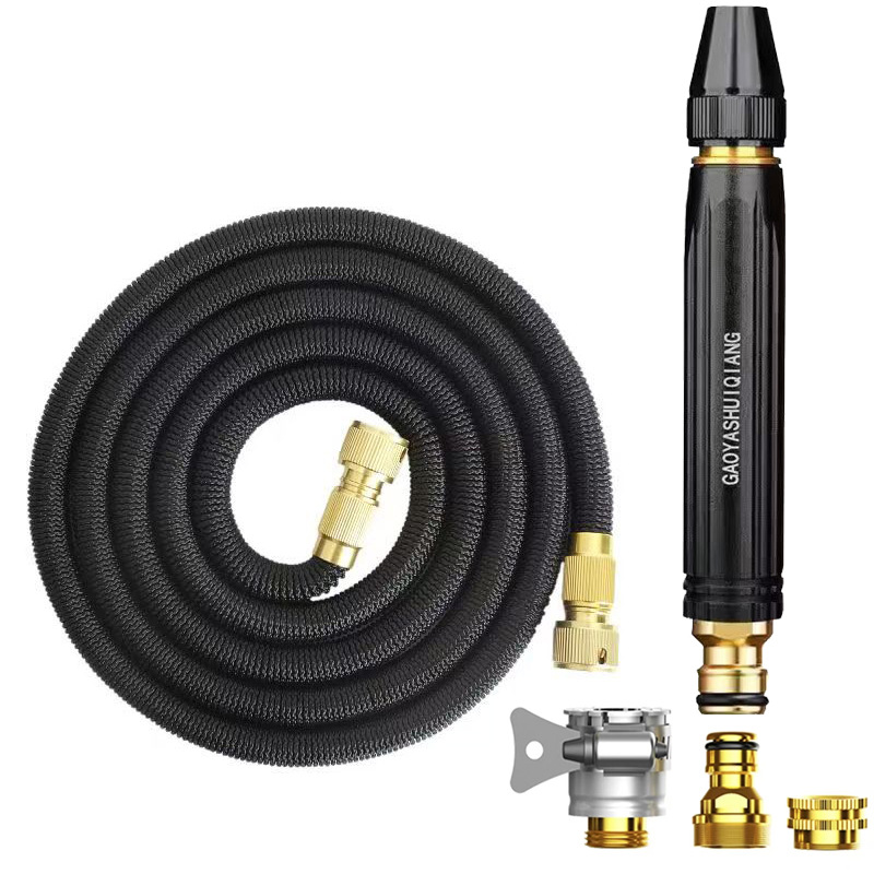 High-pressure household washing nozzle with telescopic hose, tap water special black diamond car wash water gun