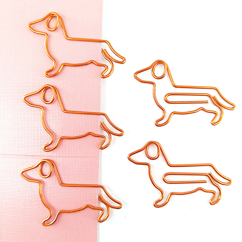 Hot-selling dachshund paperclips, metal irregular-shaped paperclips, bright orange fun and cute animal paperclips wholesale.