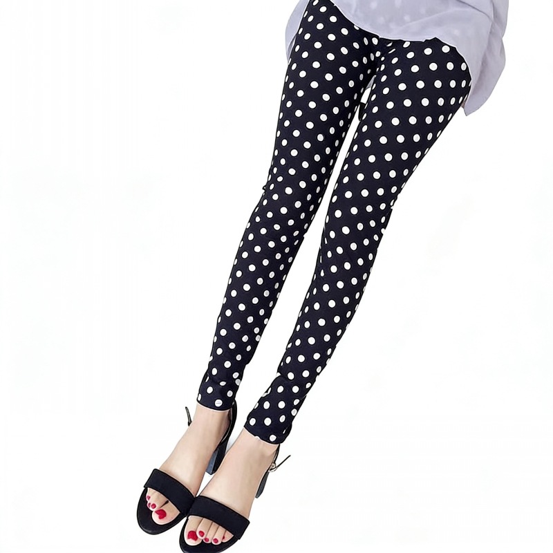 Women's spring and autumn thin leggings with polka dots, brushed milk silk, stretchy, soft, and versatile, suitable for wearing outside.