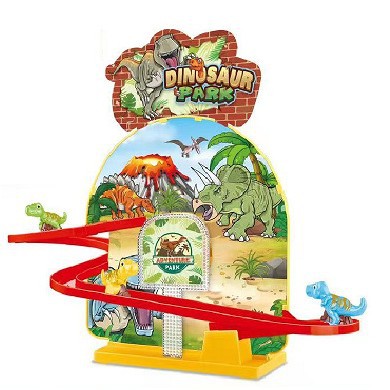Electric puzzle mid-sized magnetic dinosaur slide track scene mini train