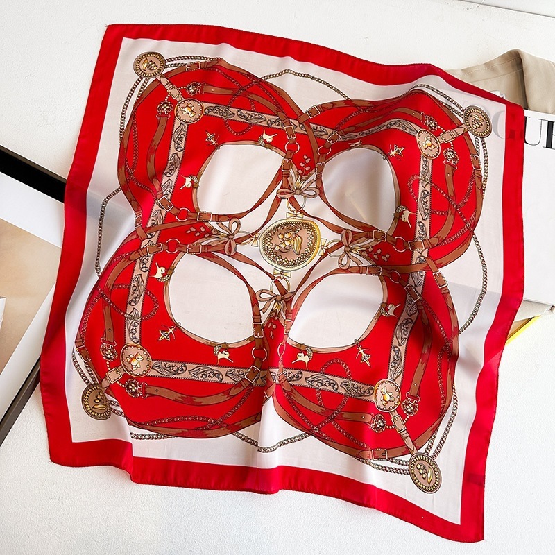 Simulated 70cn silk scarf, women's square scarf, Korean cashew nut leopard print small silk scarf, headscarf, four-season scarf, professional collar