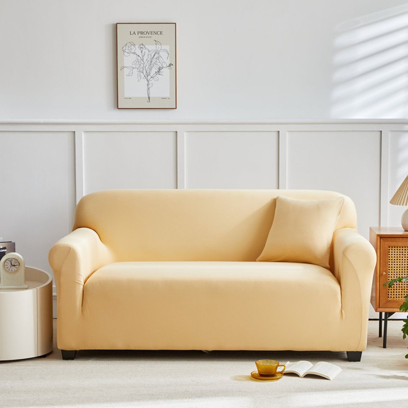 Cross-border Amazon milk silk sofa cover solid color full package elastic anti-slip sofa cover combination universal