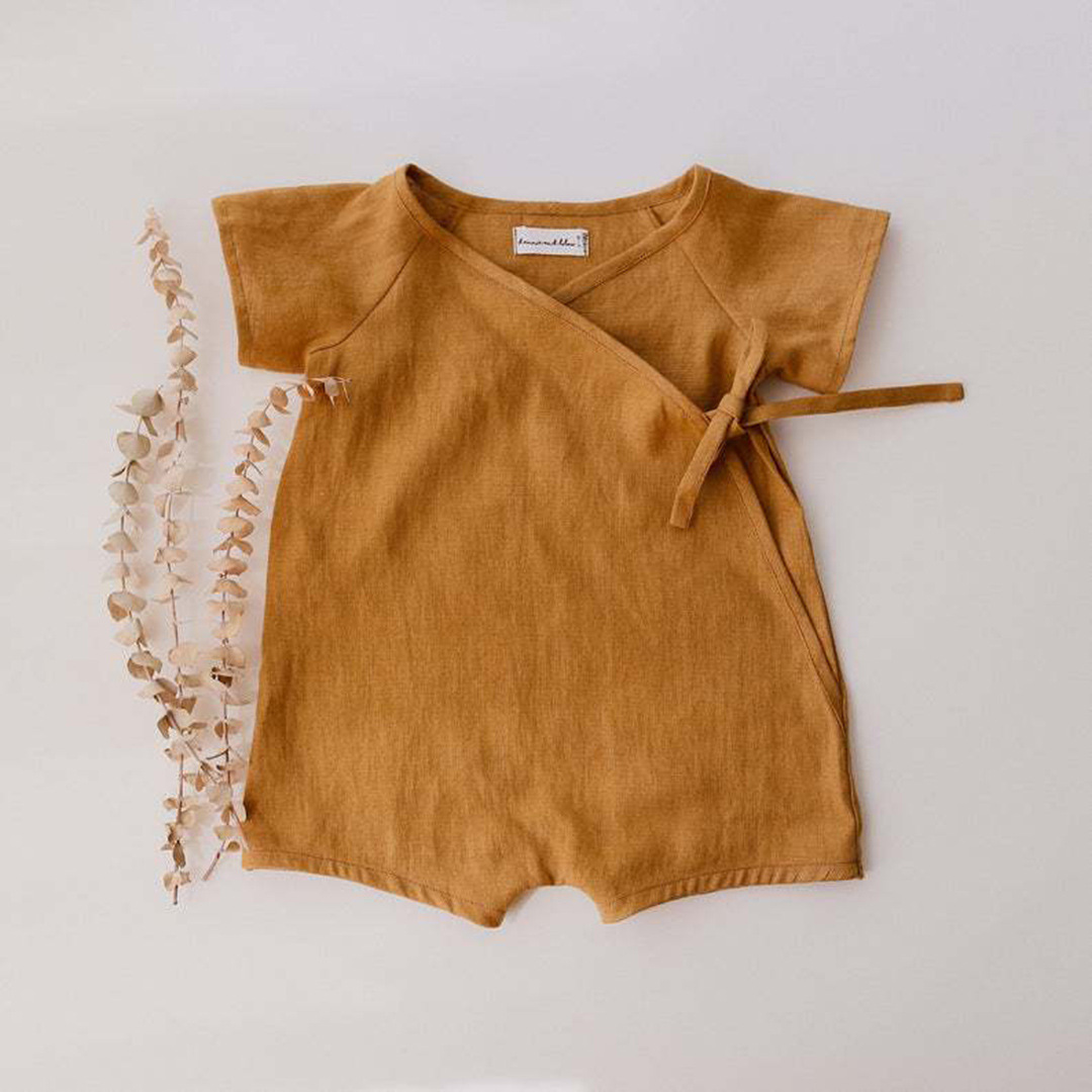 Hot-selling summer baby and toddler thin linen cotton bodysuit, export style boys' vest romper, Korean style baby crawling suit