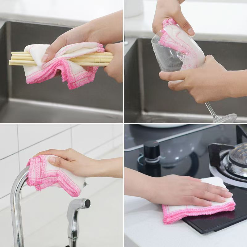 Easy-to-clean pure cotton dishcloth, absorbent and lint-free, kitchen dish towel, household cleaning cloth