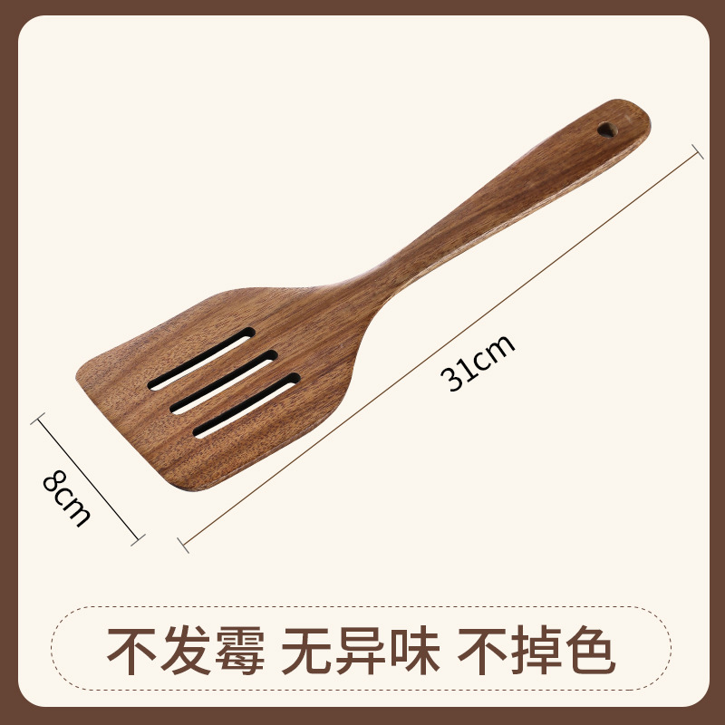 A set of 10 pieces of acacia wood kitchenware, including solid wood spatulas, soup spoons, and cooking spatulas for household kitchen cooking tools
