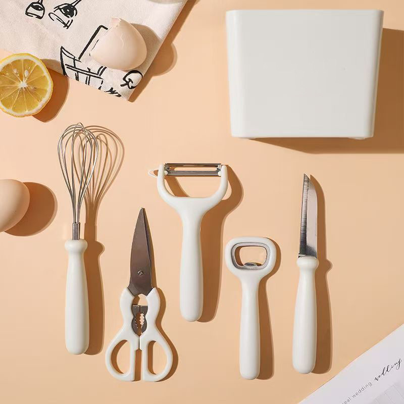 Small tool set: scissors, fruit knife, bottle opener, peeler, six-piece knife set, Yangjiang three-piece peeler set.
