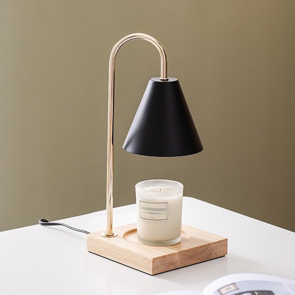 1 set of white metal + wood AC220V European standard aromatherapy candle melting lamp, retro and nostalgic candle melting lamp