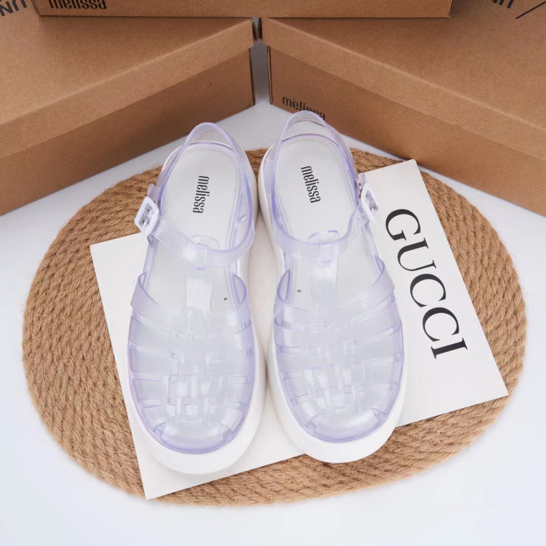 2023 New Melissa Platform Woven Sandals for Women, Jelly Shoes, Summer Closed-Toe Beach Shoes