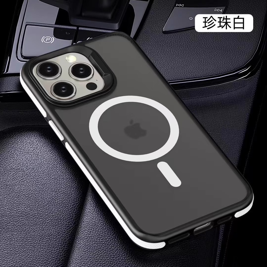 Compatible with iPhone 16, magnetic airbag, Apple 17 Pro Max, anti-slip full-coverage skin-feel frosted protective case