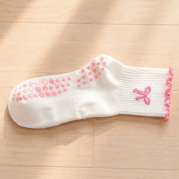 Cross-border yoga socks, women's mid-calf Pilates sports fitness non-slip floor socks with bows, Zhuji sock industry