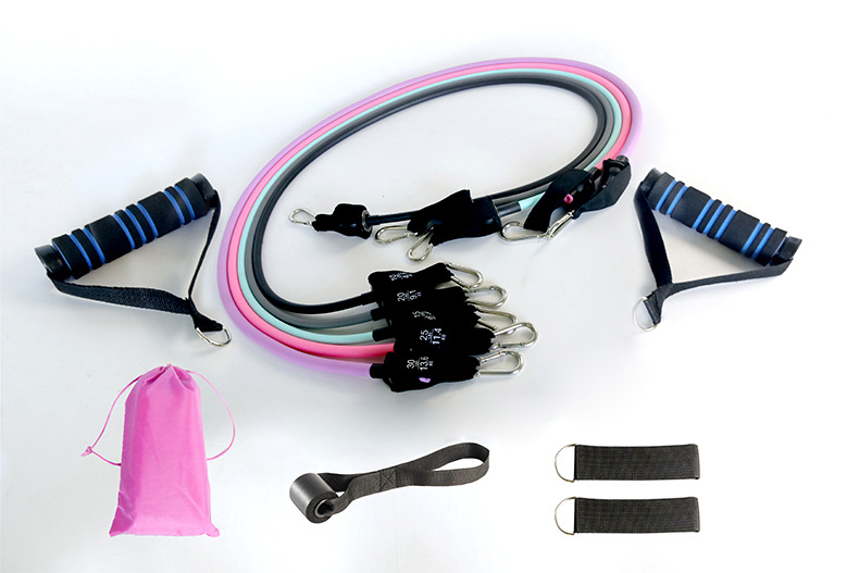 11-piece set of eyelet carabiner gradient resistance bands, fitness resistance bands, yoga resistance bands, factory direct shipping.