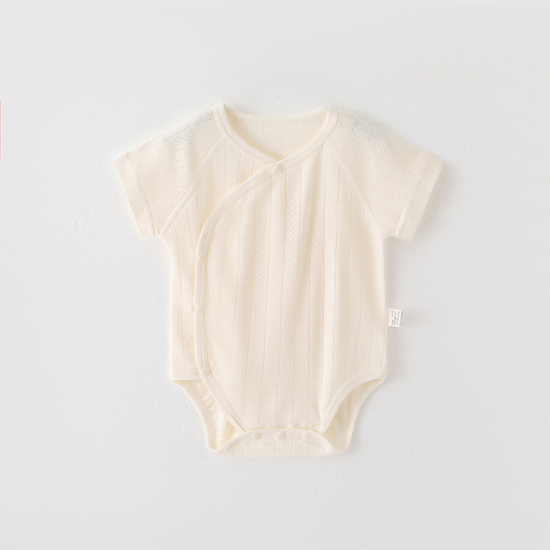 Newborn short-sleeved bodysuit, thin summer solid color onesie, baby triangle romper, cotton baby clothes