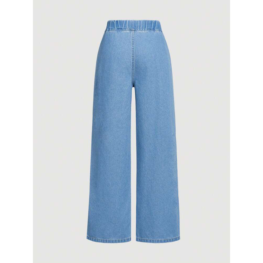 Cross-border foreign trade European and American women's clothing retro drape jeans women's clothing high-waisted wide-leg loose straight-leg versatile long pants