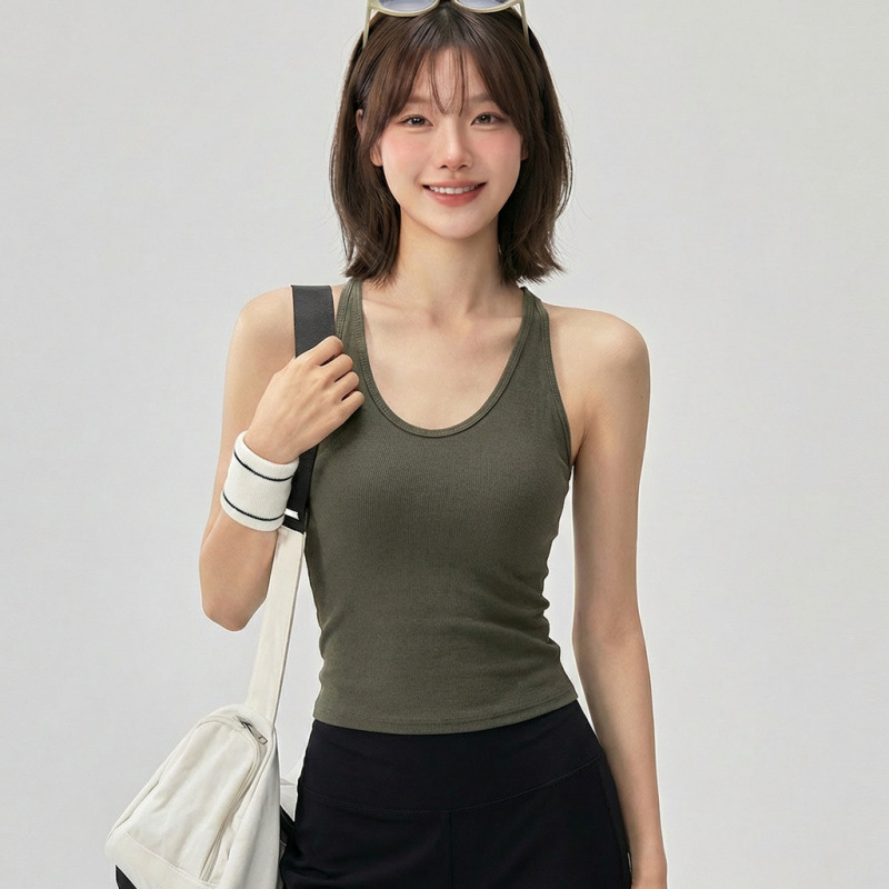 One-piece sports vest with beautiful back and suspenders, suitable for wearing as outerwear, slimming yoga wear, bra, running training, Pilates fitness top