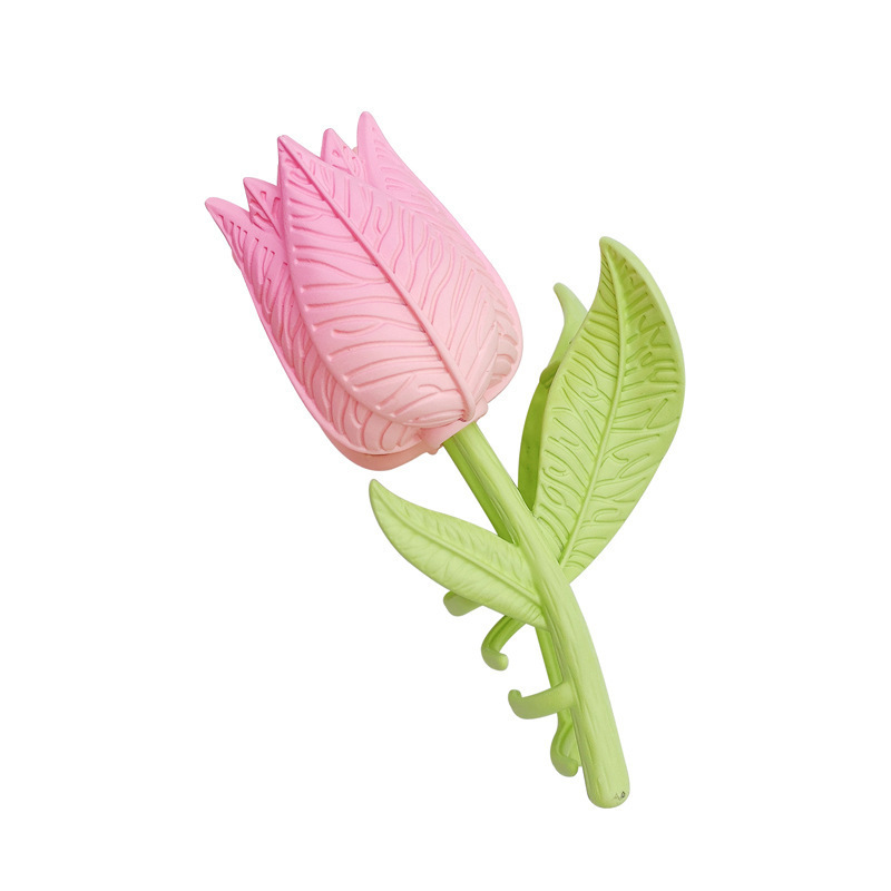 Metallic niche design, pink floral spring/summer 2025 new trendy and luxurious tulip hair clip.